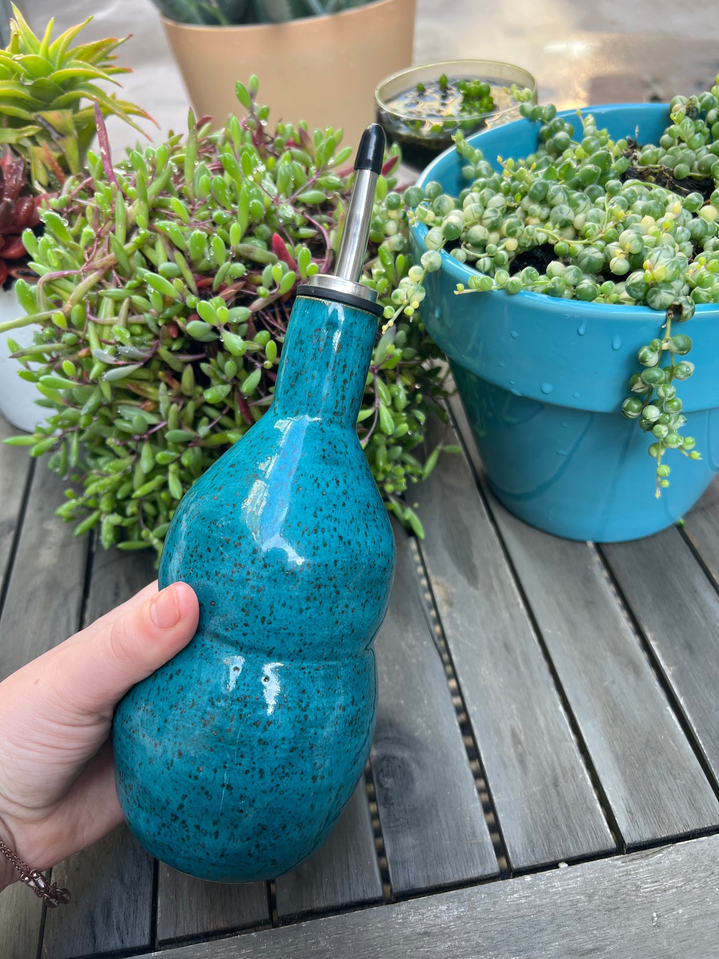 Turquoise Bubble Oil Bottle